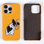 iPhone 16 Series Real Cowhide Leather Case with Embroidered Dog Design