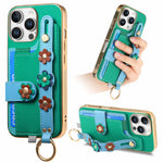 Shockproof Leather Wallet Case with Wrist Strap for iPhone 16 Series