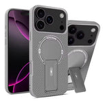 Military-Grade Luxury Carbon Fiber Pattern MagSafe Case with Foldable Stand for iPhone 17 Series