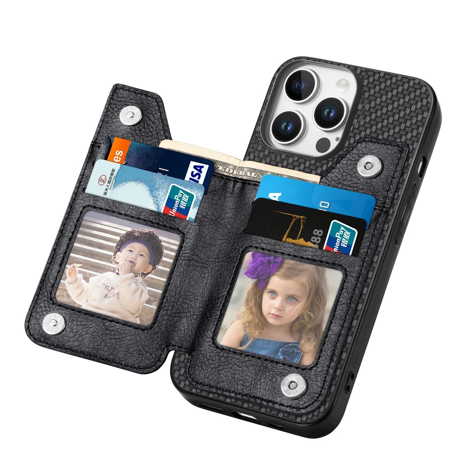 Protective Leather Zipper Wallet Case for iPhone 15 Series