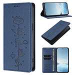 Embossed Cute Cat Flip Wallet Leather Case for iPhone 17 Series