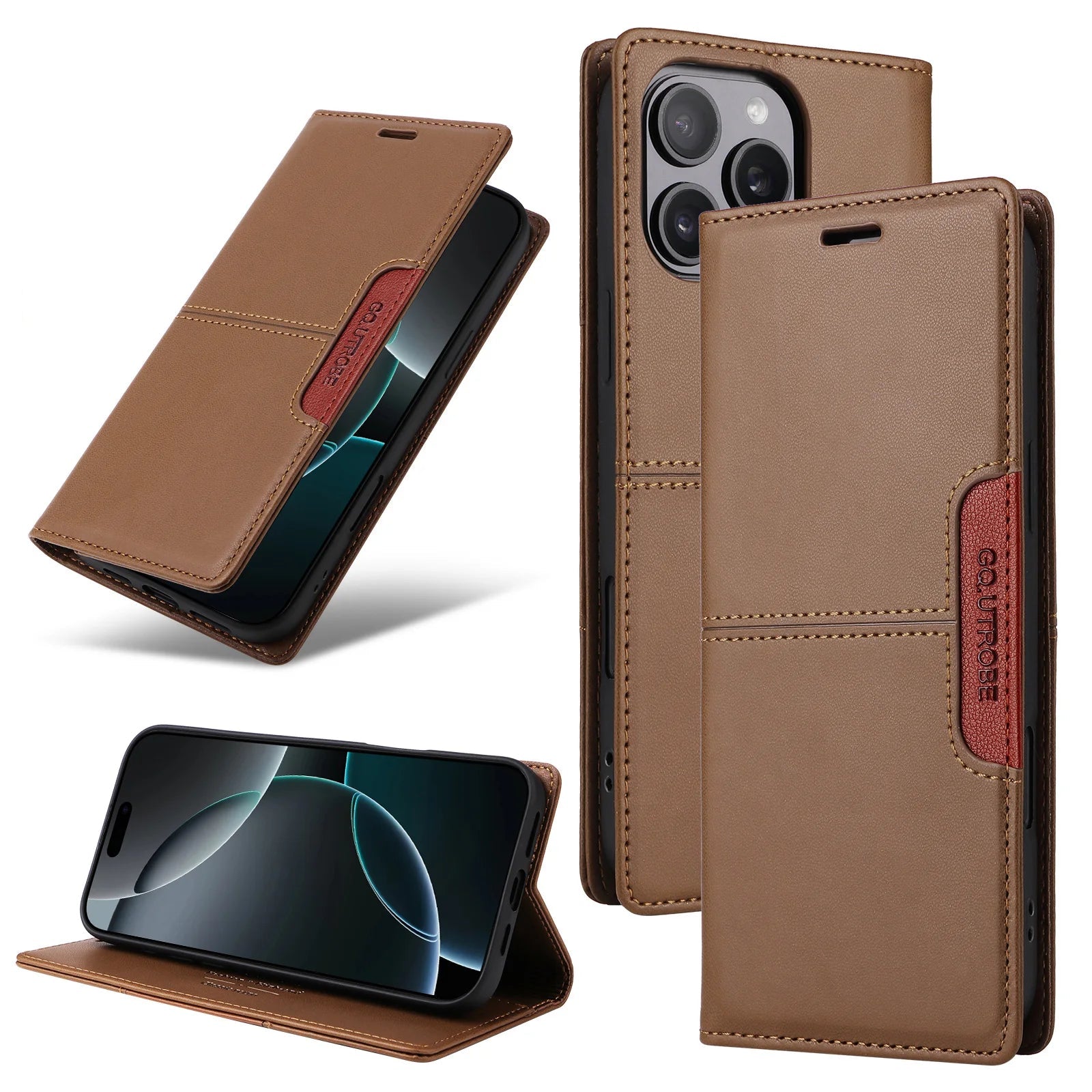 Magnetic Flip Leather Wallet Case with Stand for iPhone 16 Series