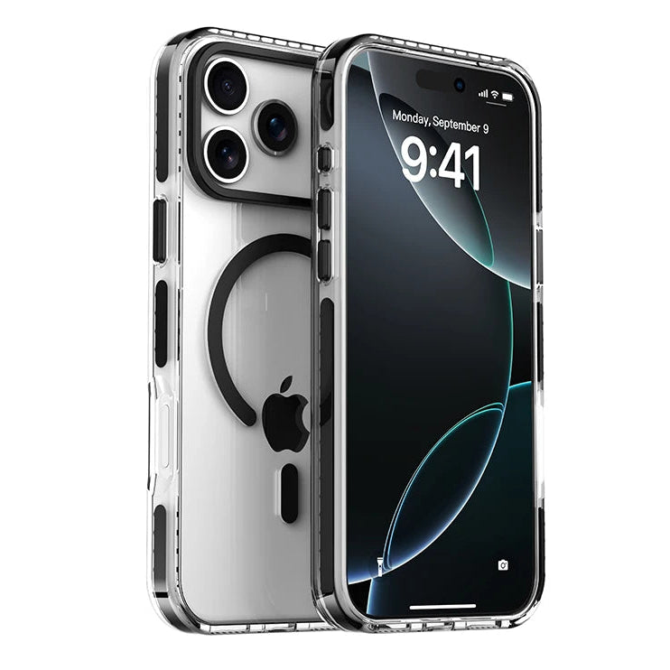 Premium Clear MagSafe Case with Striped Edges for iPhone 17 Series
