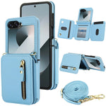 Premium Leather Crossbody Phone Case with Zipper Wallet & Card Holder for Samsung Galaxy Z Flip 5