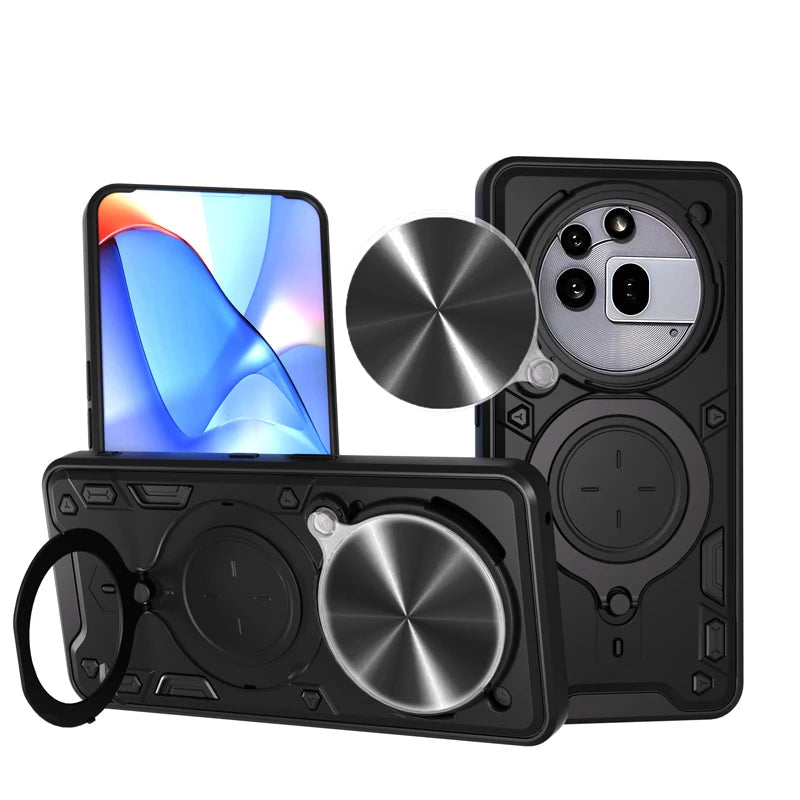 Anti-Drop Magnetic Case with 360° Rotating Ring Stand for Nothing Phone 3a / 3a Pro