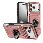 iPhone 17 Series Armor Protective Magnetic Case with Metal Ring Stand & Card Holder Back