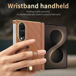 Luxury Business Velvet Leather Case with Wrist Strap for Samsung Galaxy Z Fold 8