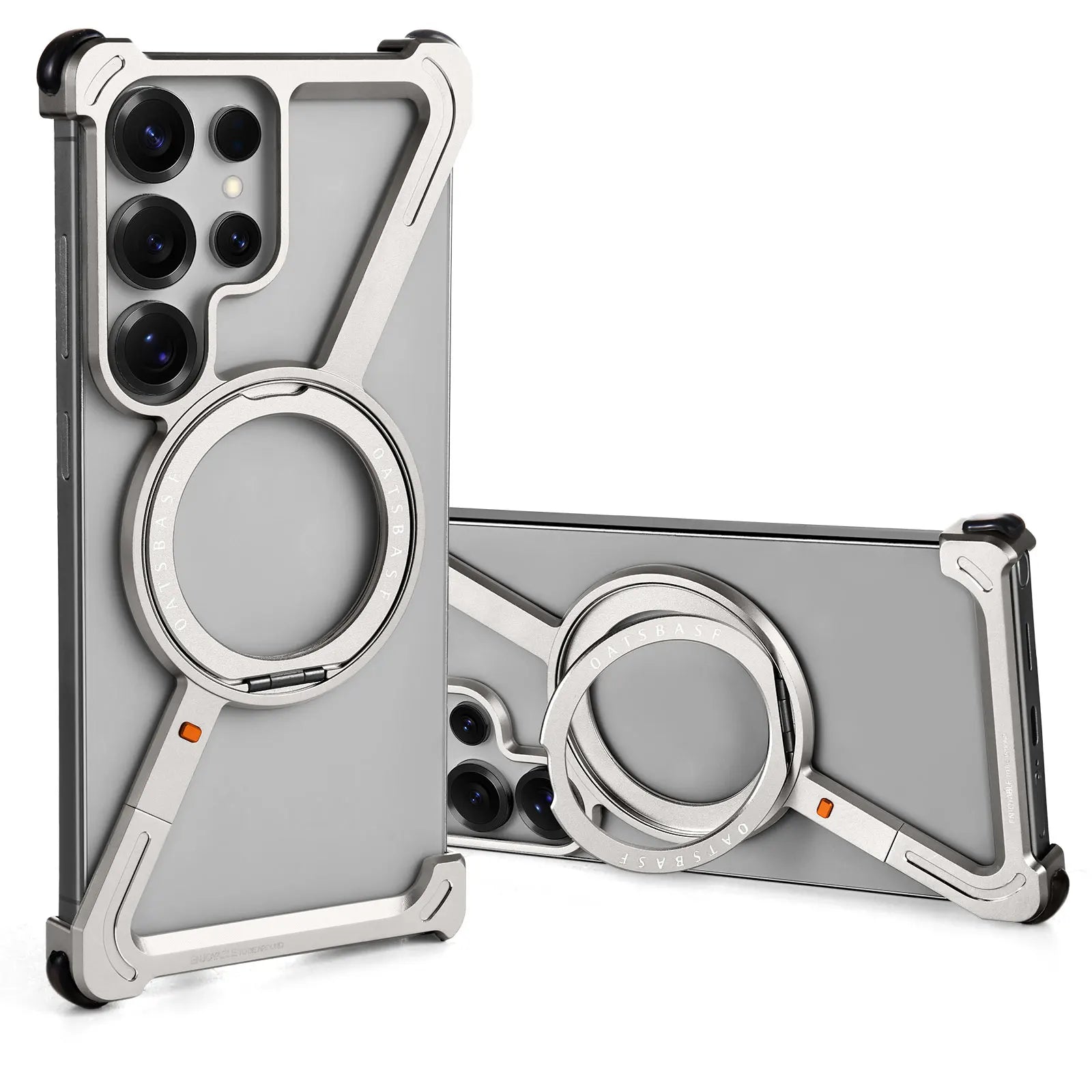 Samsung Galaxy S25 Ultra Frameless Metal Case with 360° Rotating Stand