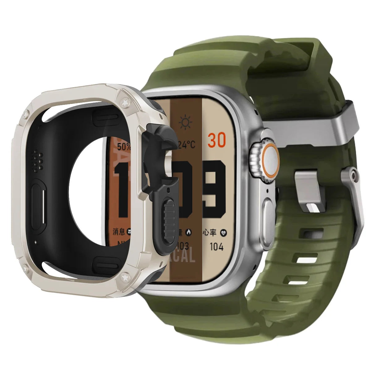 Sport Silicone Band with TPU+PC Bumper Case for Apple Watch