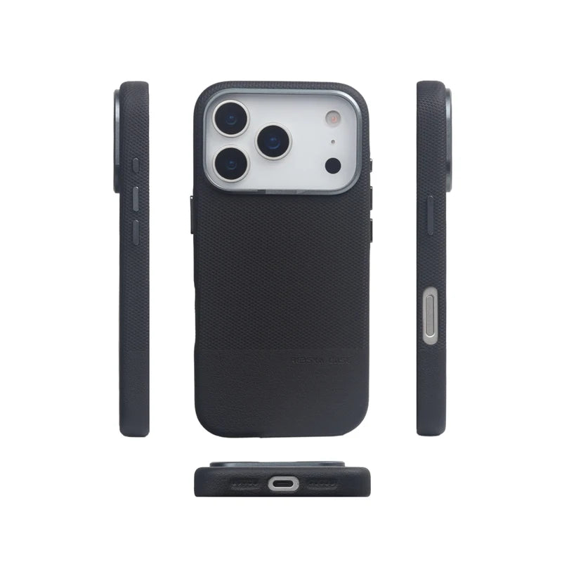 Protective 3D Leather Texture MagSafe Case with Metal Lens Cover for iPhone 17 Series