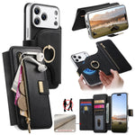 2-in-1 Detachable MagSafe Leather Wallet Case with Ring for iPhone 17 Series