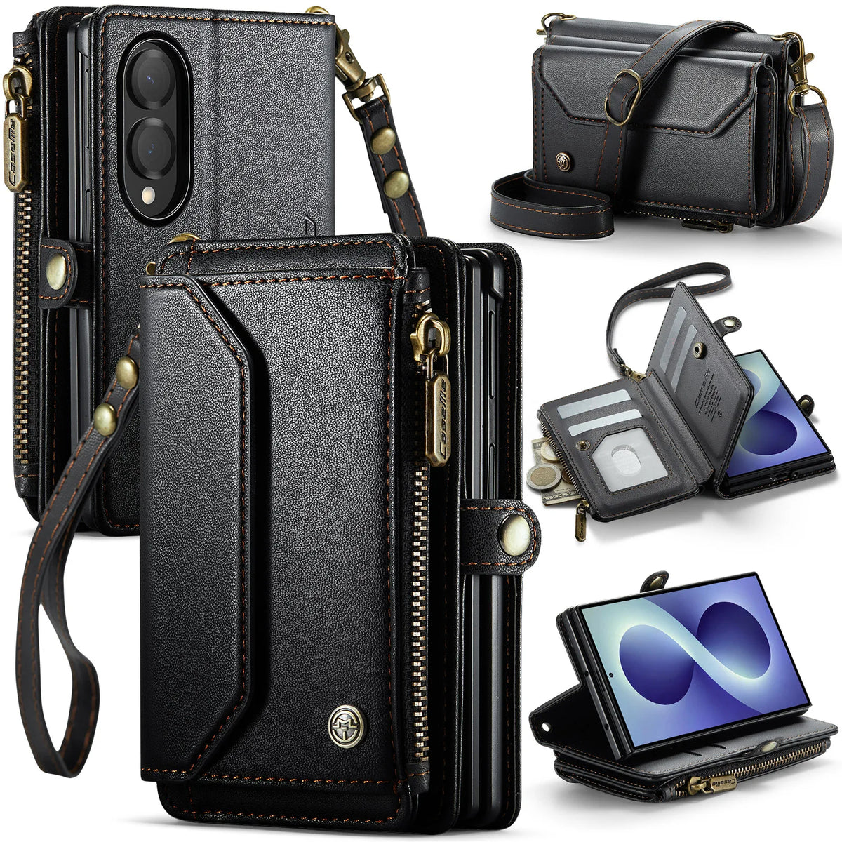 Leather Crossbody Wallet Case with Shoulder Strap for Samsung Galaxy Z Fold 8