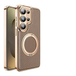 Shockproof Leather Magnetic Case with Rotating Bracket for Samsung Galaxy S26 Series