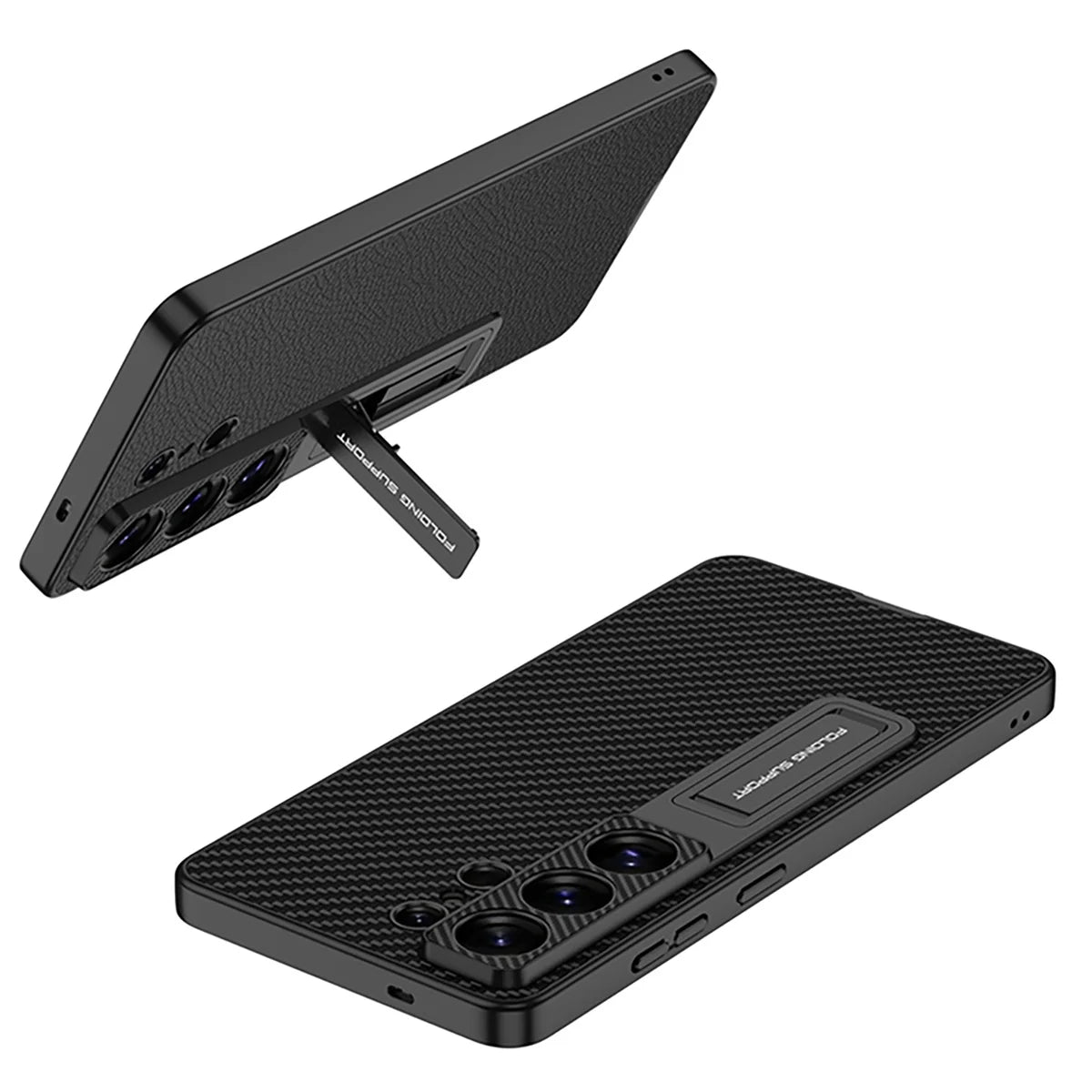 Shockproof Suede Leather Case with Hidden Stand for Samsung Galaxy S26 Ultra