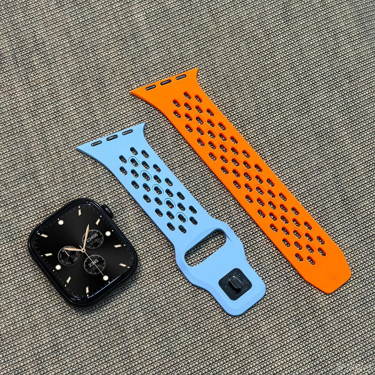 Perforated Silicone Tapered Band with Slot Connector for Apple Watch