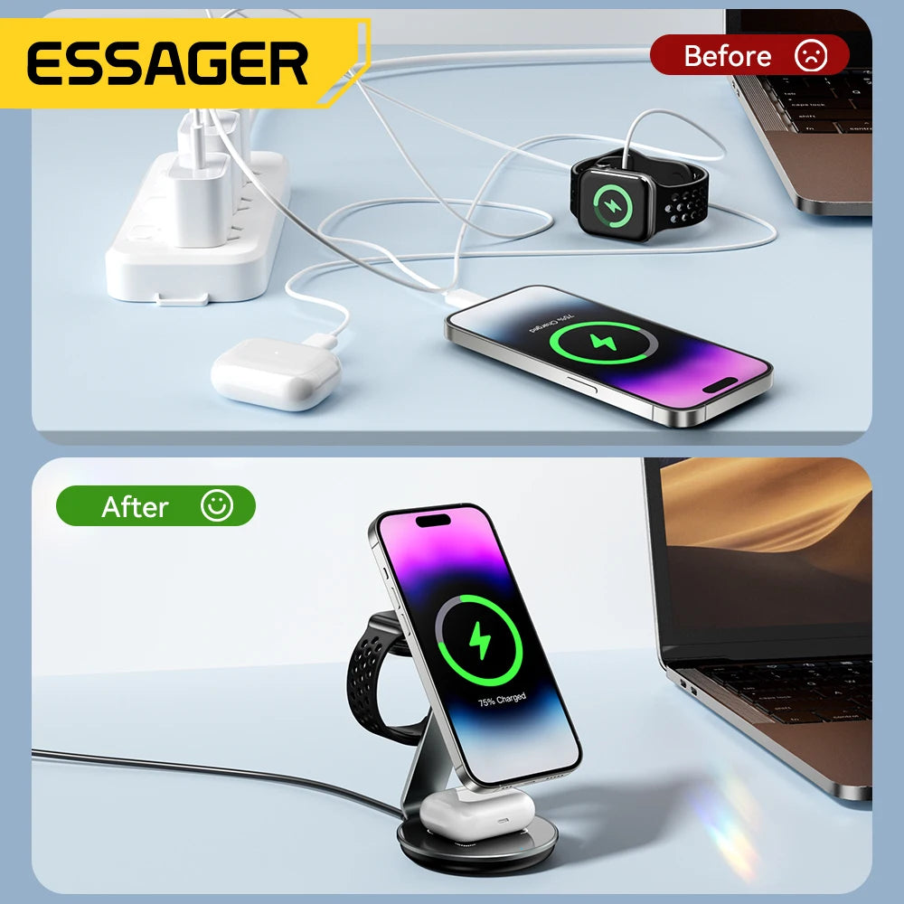 Essager Multi-Device 3-in-1 Wireless Charger Stand