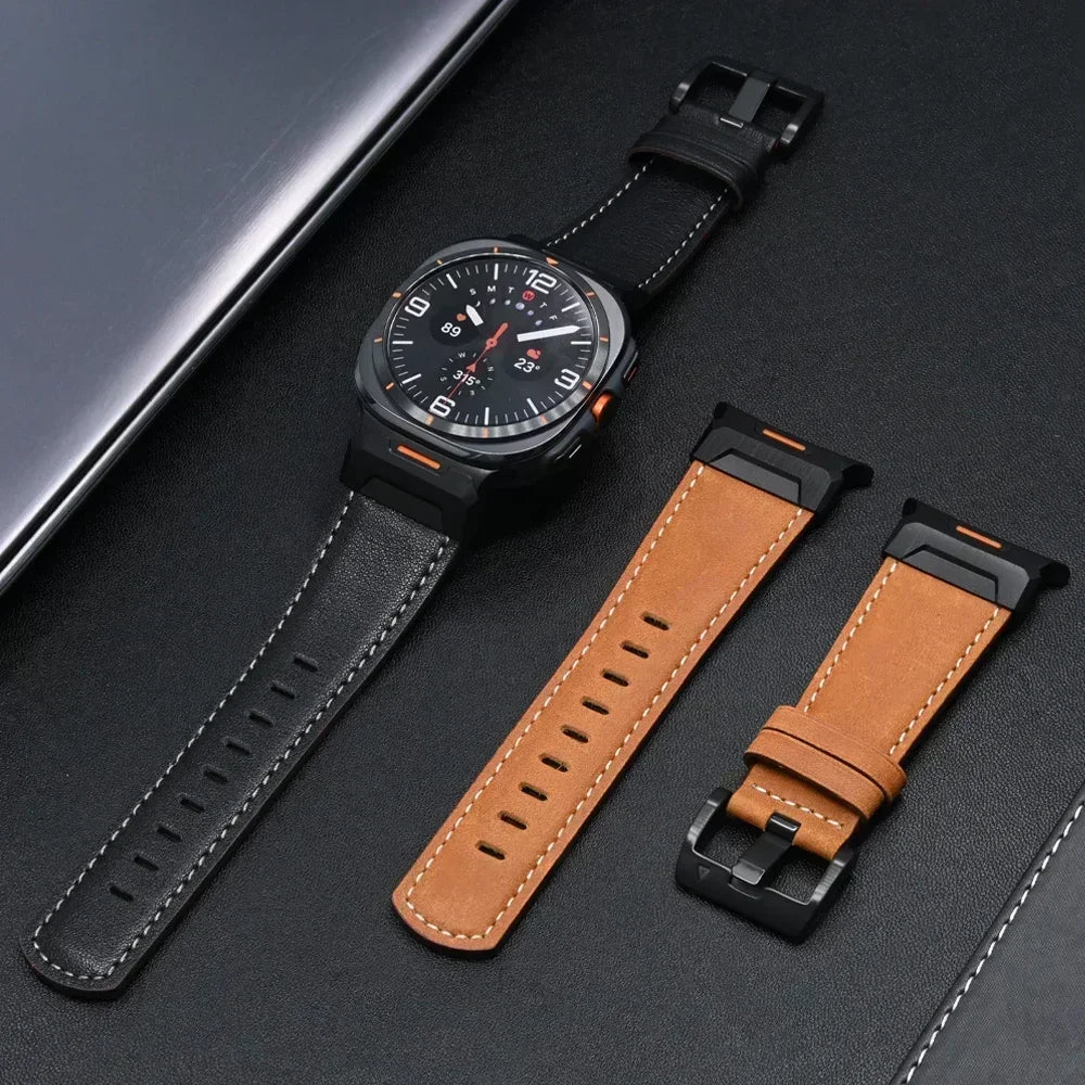 Stainless Steel & Leather Watchband for Samsung Galaxy Watch Ultra and Samsung Galaxy Watch Ultra (2025)