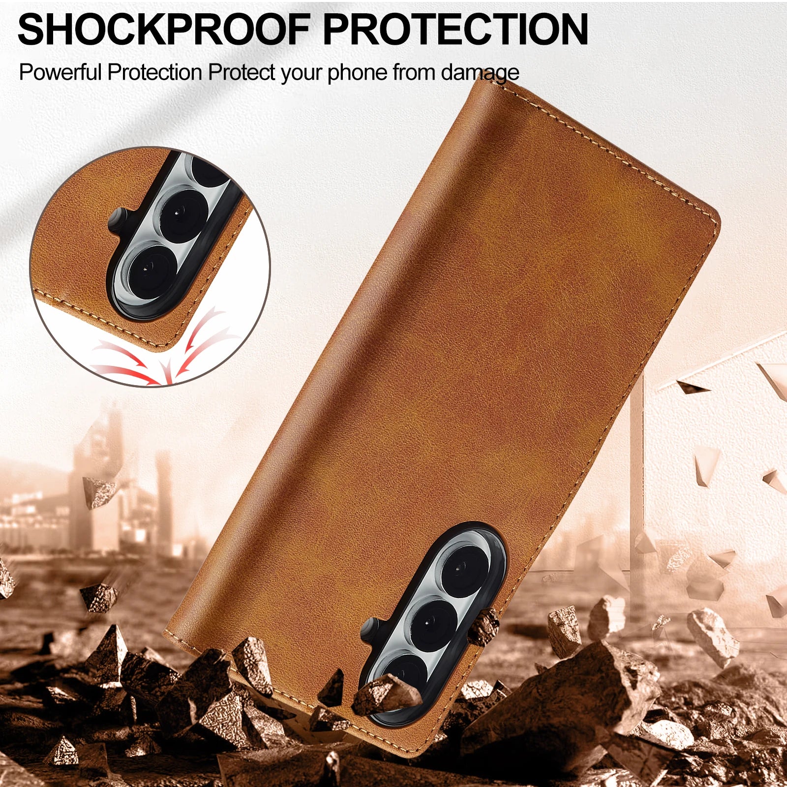 Samsung Galaxy Z Fold 7 Slim Leather Wallet Case with Kickstand