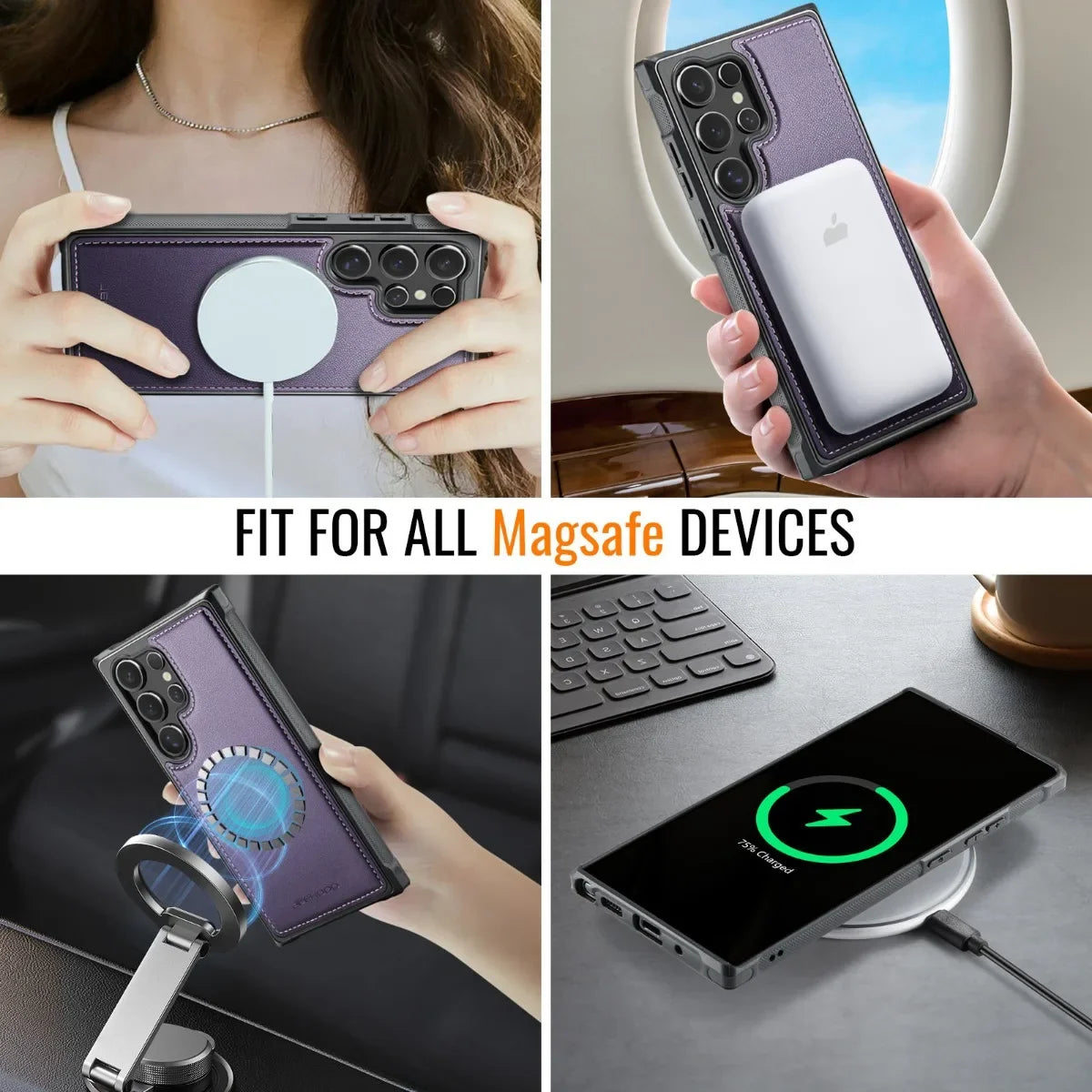 Samsung Galaxy S25 Series Detachable Wallet Case with RFID-Blocking Card Holder