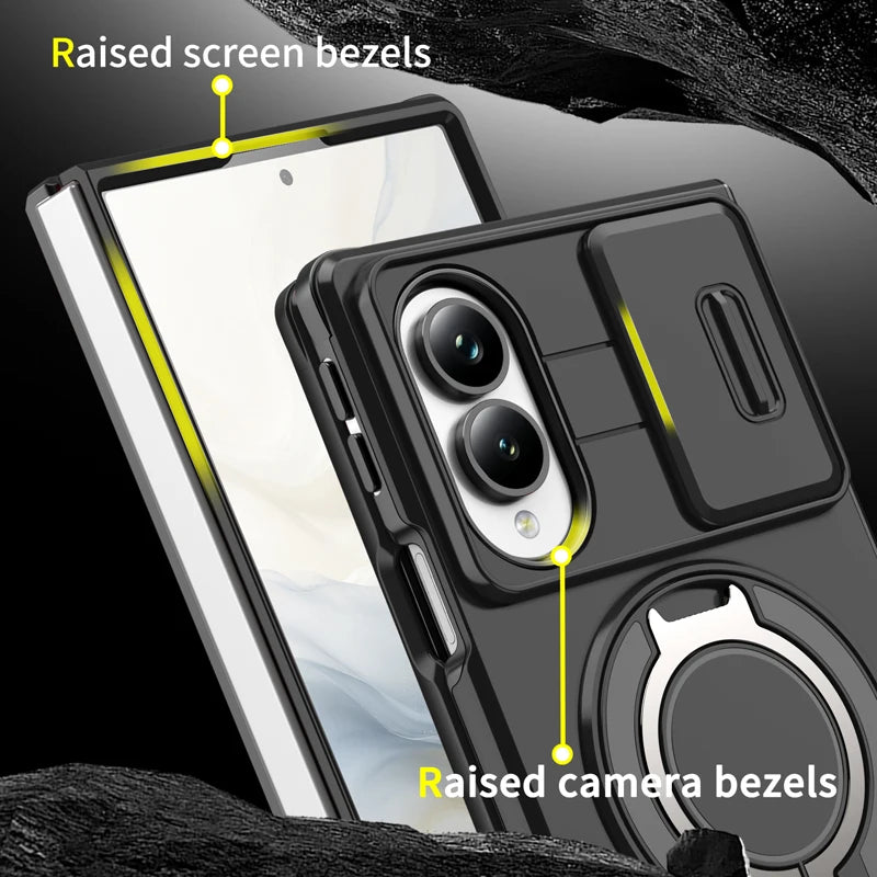 Heavy Duty PC+TPU Case with Rotating Ring Magnetic Car Mount Bracket for Samsung Galaxy Z Fold 8