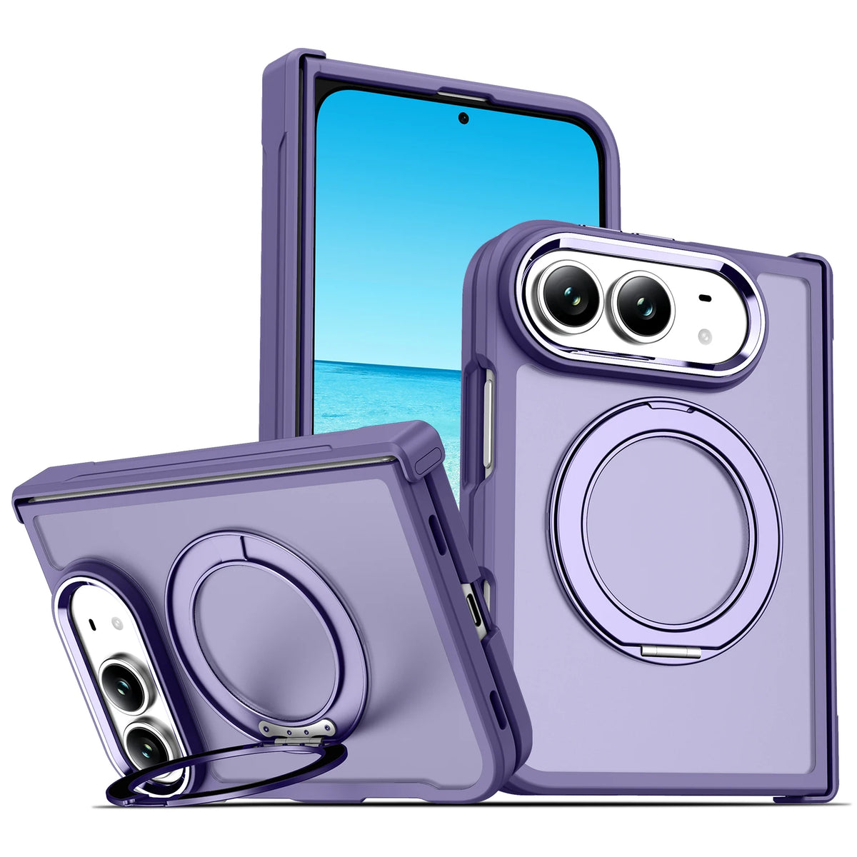 Shockproof MagSafe Case with 360° Rotating Ring Stand for iPhone Duo