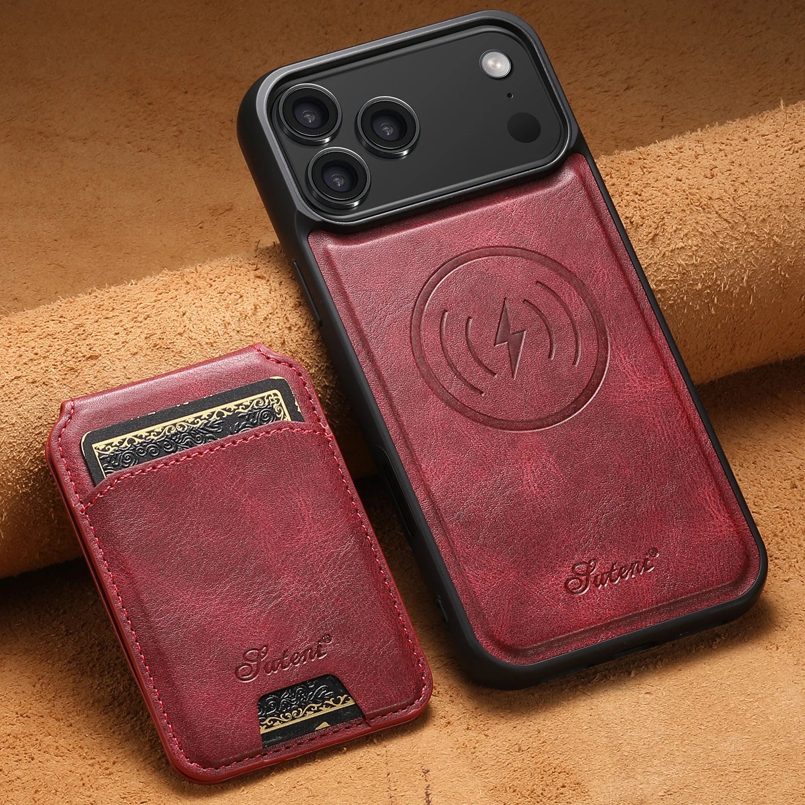 iPhone 17 Series MagSafe Leather Case with Detachable Card Sloth