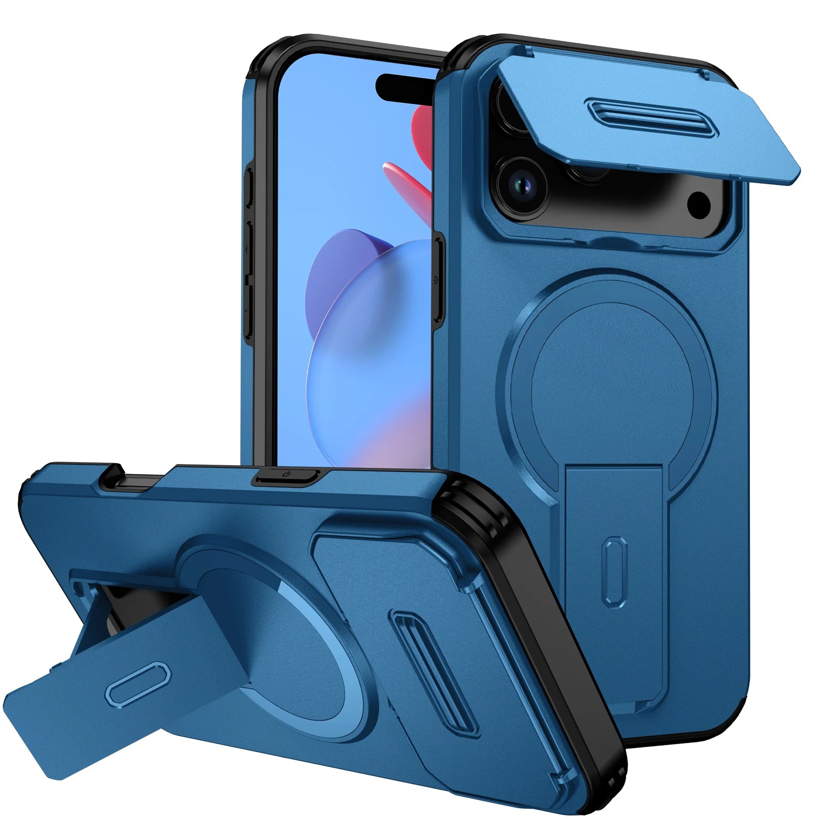 MagSafe-Compatible Shockproof Case with Built-In Kickstand and Camera Shield for iPhone 17 Series