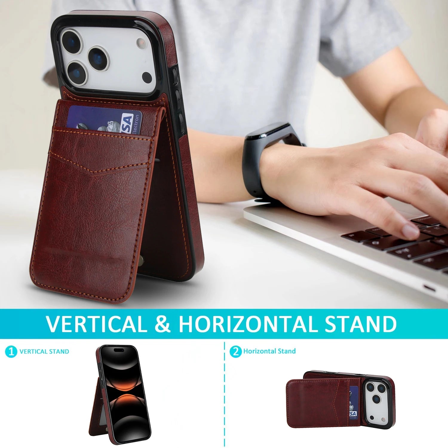 Vintage Style Leather Wallet Case for iPhone 17 Series