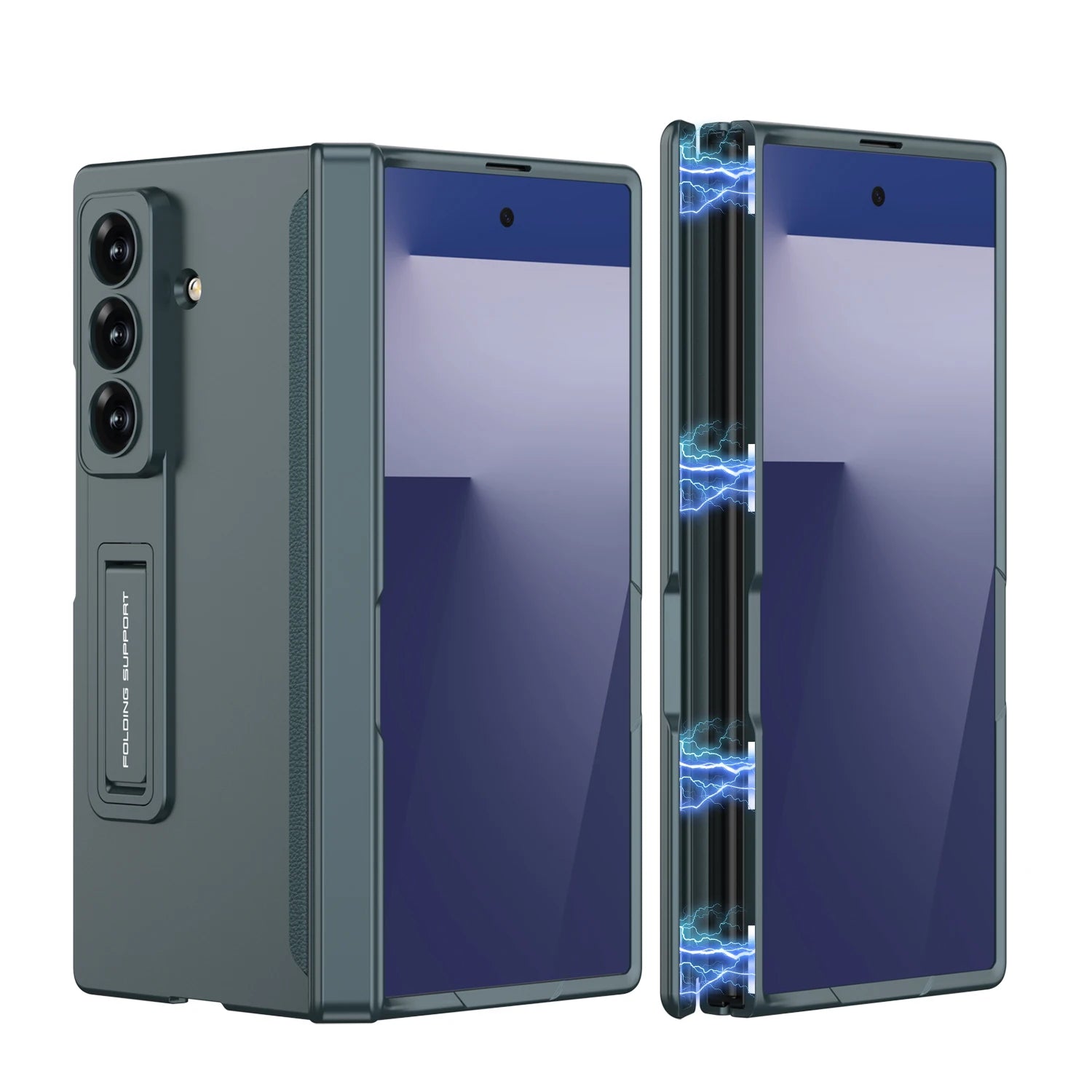 Samsung Galaxy Z Fold7 Shockproof Matte Case with Magnetic Hinge and Built-in Stand