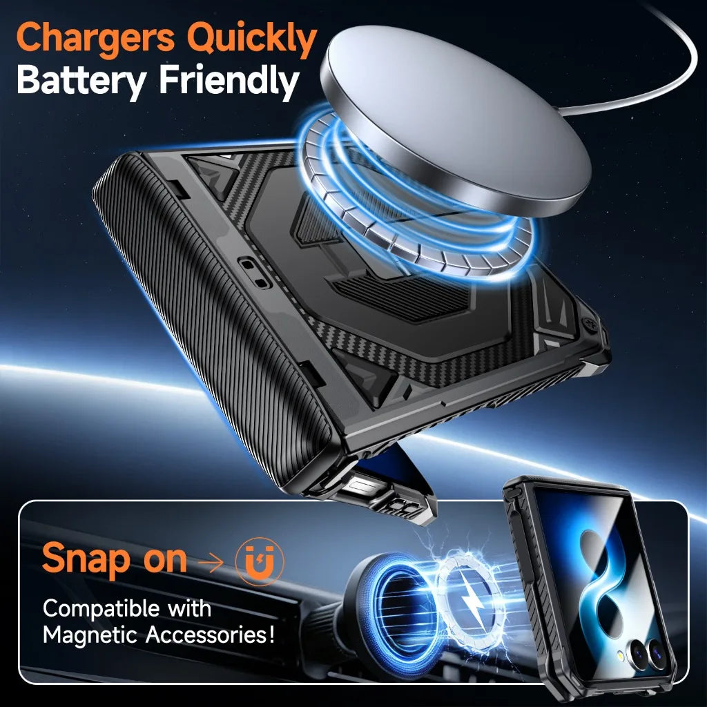 Heavy-Duty Magnetic Case with Kickstand for Samsung Galaxy Z Flip 8