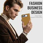 Pebbled Leather Kickstand Flip Wallet Case with MagSafe for iPhone Duo