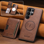 Magnetic Leather Case with Detachable Card Holder for Samsung Galaxy S25 Ultra