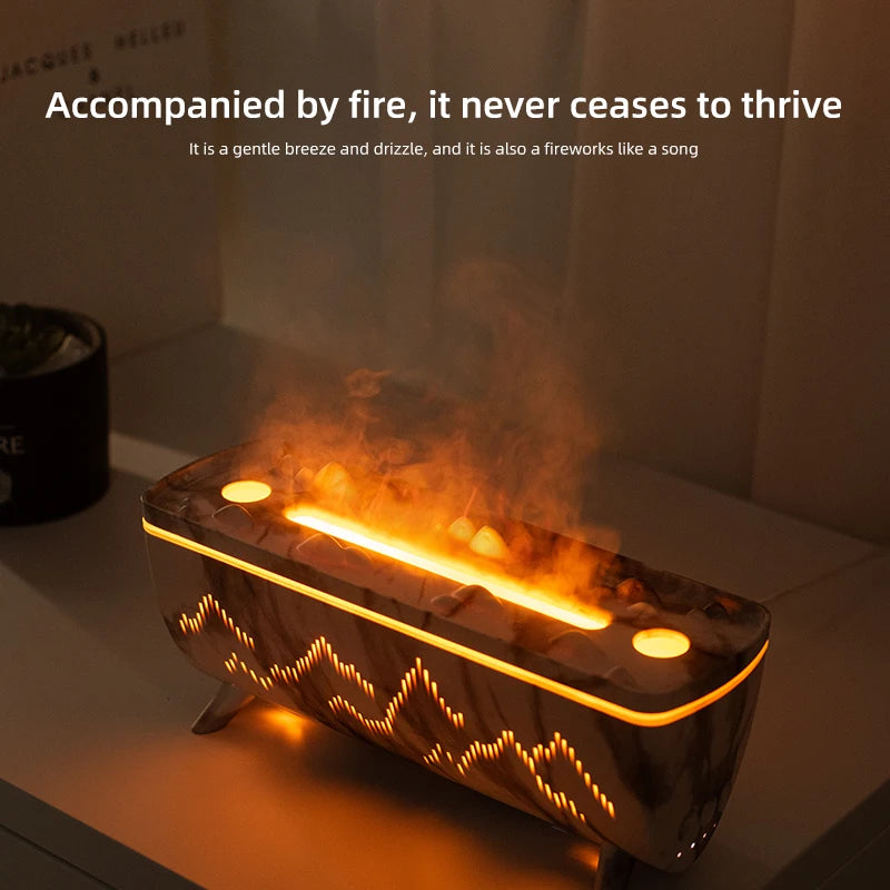 Dual Nozzles Aroma Diffuser with Flame Light