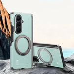 Textured Leather Shockproof Kickstand Case with 360° Rotating Ring for Samsung Galaxy Z Fold 7