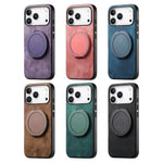 Skin-Feel Leather Case with 360° Rotating Ring for iPhone 17 Series