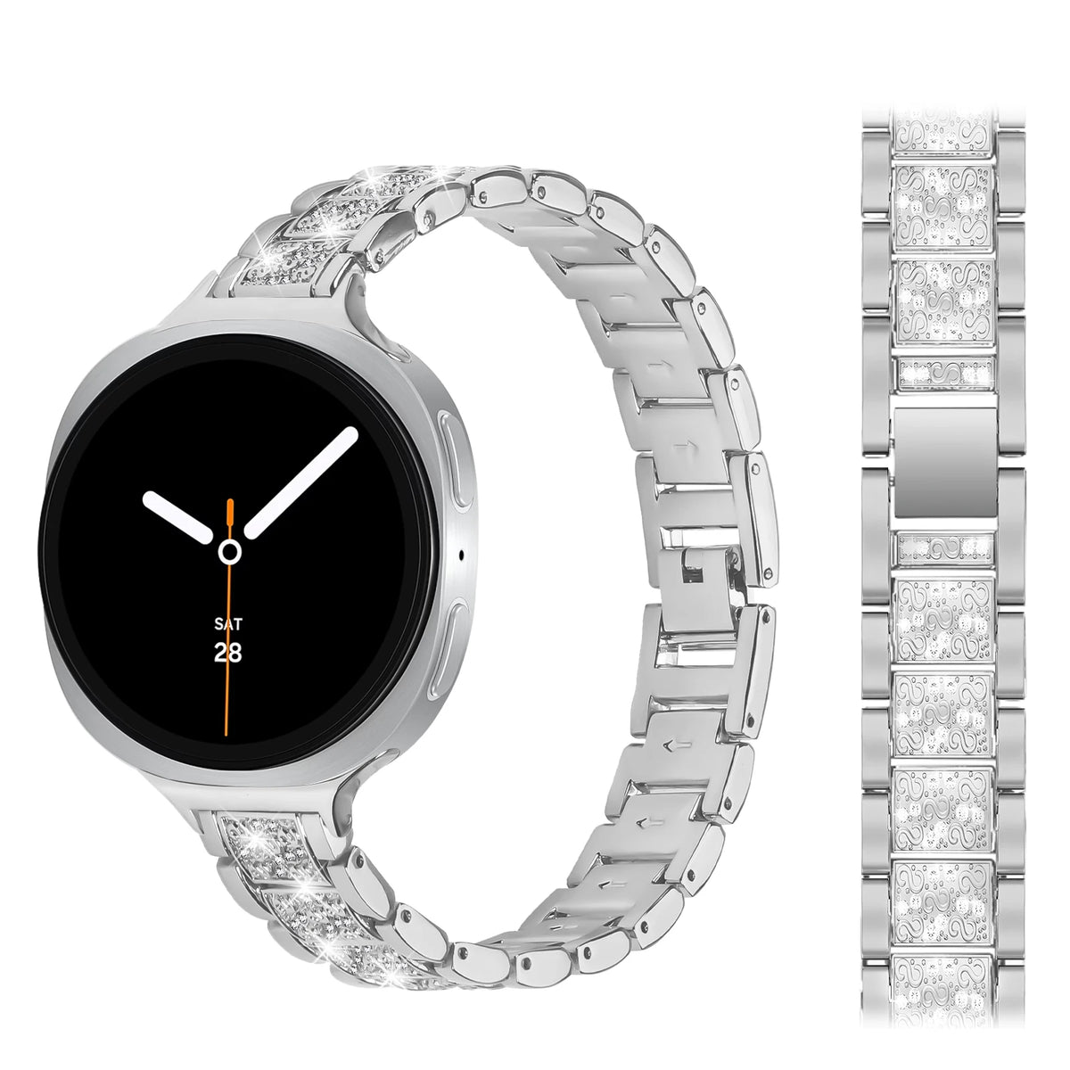 Diamond-Pattern Metal Link Bracelet with Quick-Release Attachment for Samsung Galaxy Watch 8 & Galaxy Watch 8 Classic