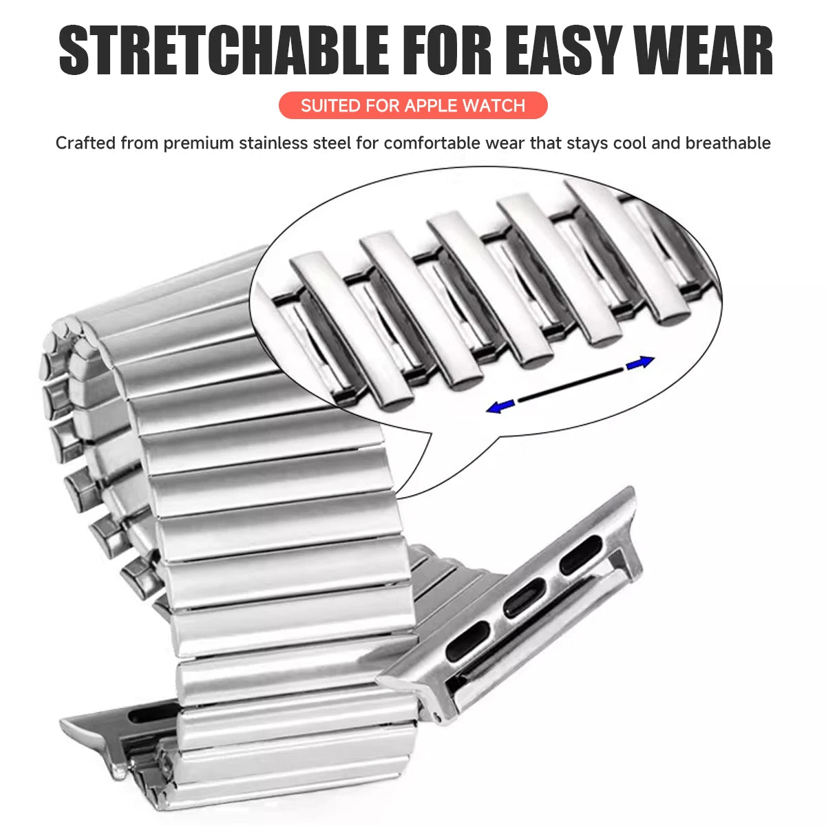 Elastic Stainless Steel Watch Band for Apple Watch