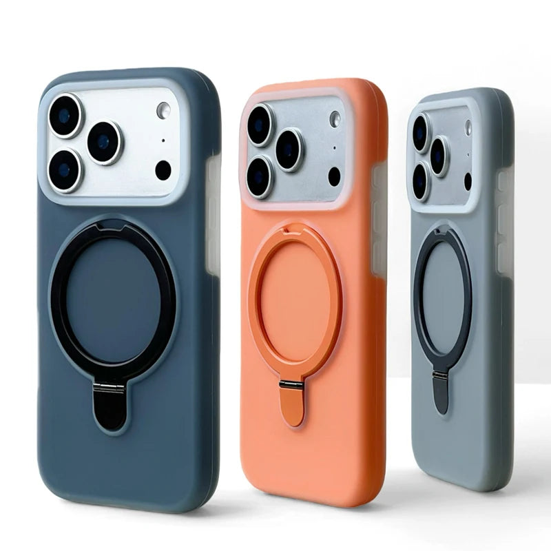 Liquid Silicone MagSafe Case with Built-in Kickstand for iPhone 17 Series