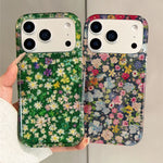 Shockproof Case with Shiny Glitter Floral Back for iPhone 17 Series