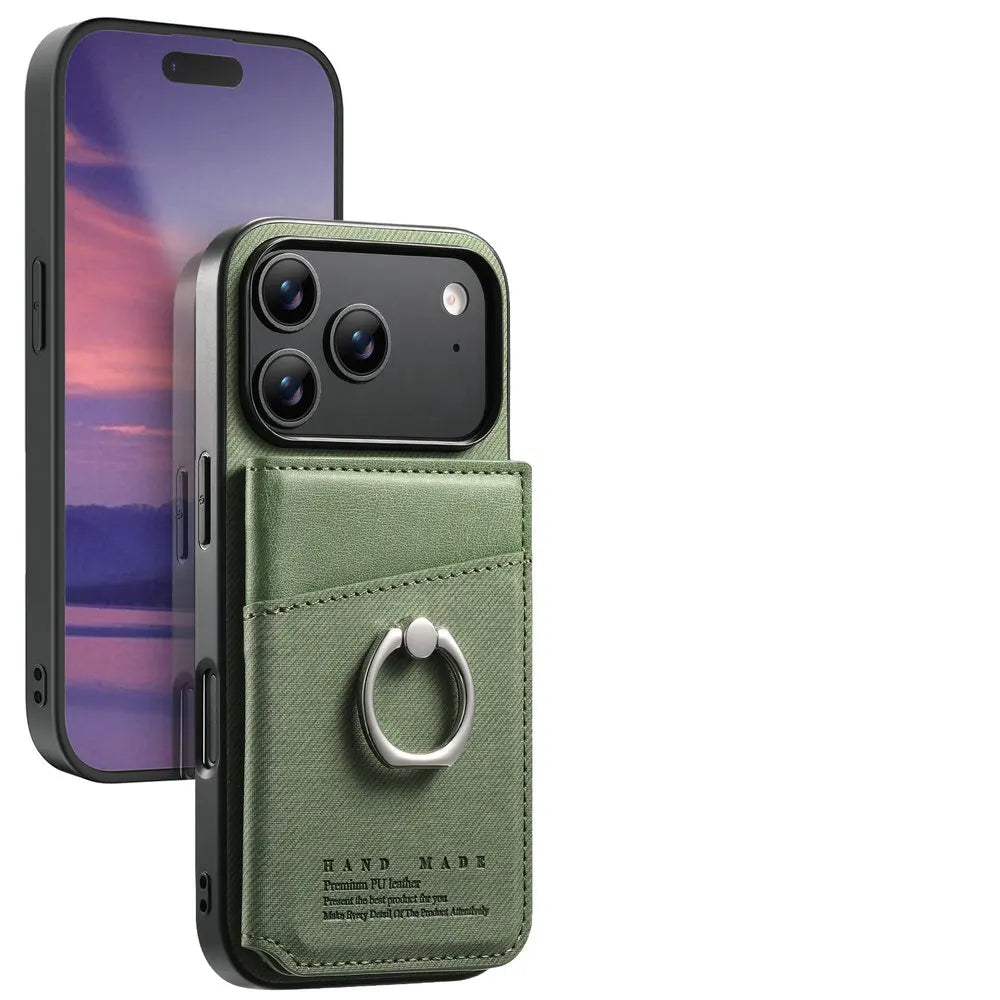 Protective Leather Wallet Case with Card Holder for iPhone 17 Series