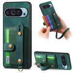 Retro PU Leather Wrist Strap Wallet Case for Google Pixel 9 Series