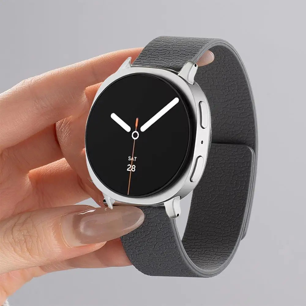 Premium Magnetic Lychee Pattern Silicone Watchband for Samsung Galaxy Watch 8 / Galaxy Watch 8 Classic