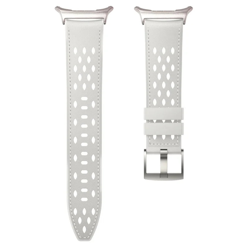 Perforated Leather Breathable Watch Band with Silicone Ventilation Inserts for Samsung Galaxy Watch Ultra 2
