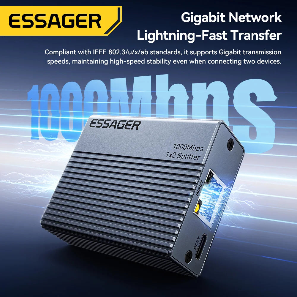 Essager 1-to-2 Gigabit Ethernet Splitter