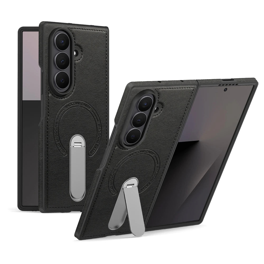 Samsung Galaxy Z Fold 6 Magnetic Leather Case with Kickstand