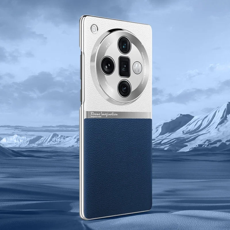 Luxury Electroplated Leather Case with Hard PC Frame for OPPO Find X7 and Find X7 Ultra