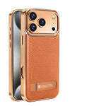 Premium Electroplated Leather Magsafe Case with Foldable Stand for iPhone 17 Series