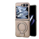 Shockproof Luxury Leather Magnetic Case with Ring Bracket for Samsung Galaxy Z Flip 6