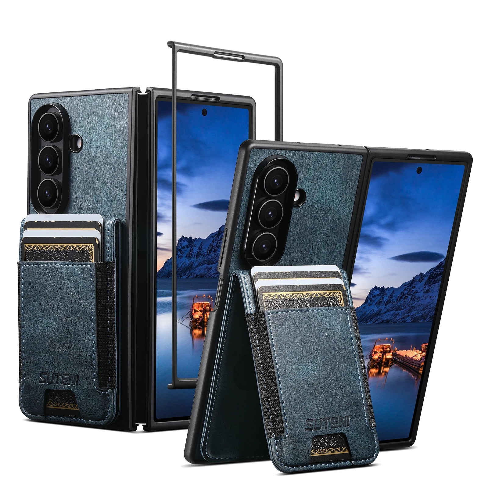 Samsung Galaxy Z Fold 7 Leather Wallet Case with Card Slot and Kickstand