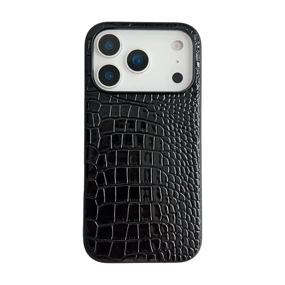 Shockproof Embossed Leather Case with Raised Camera Ring Protection for iPhone 18 Series